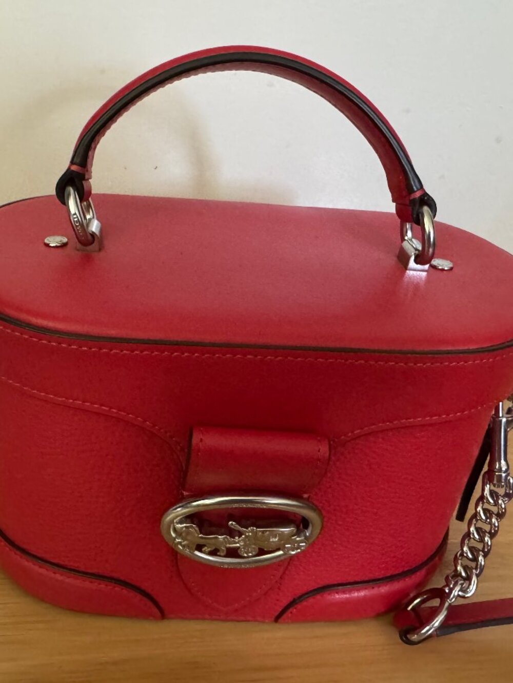Coach Georgie Gem Red Crossbody Box Bag Handbag Leather Horse Carriage Logo